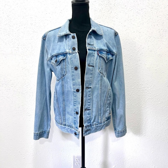 Levi's Blue Jean Jacket Classic Denim personalized  Medium - Picture 2 of 9